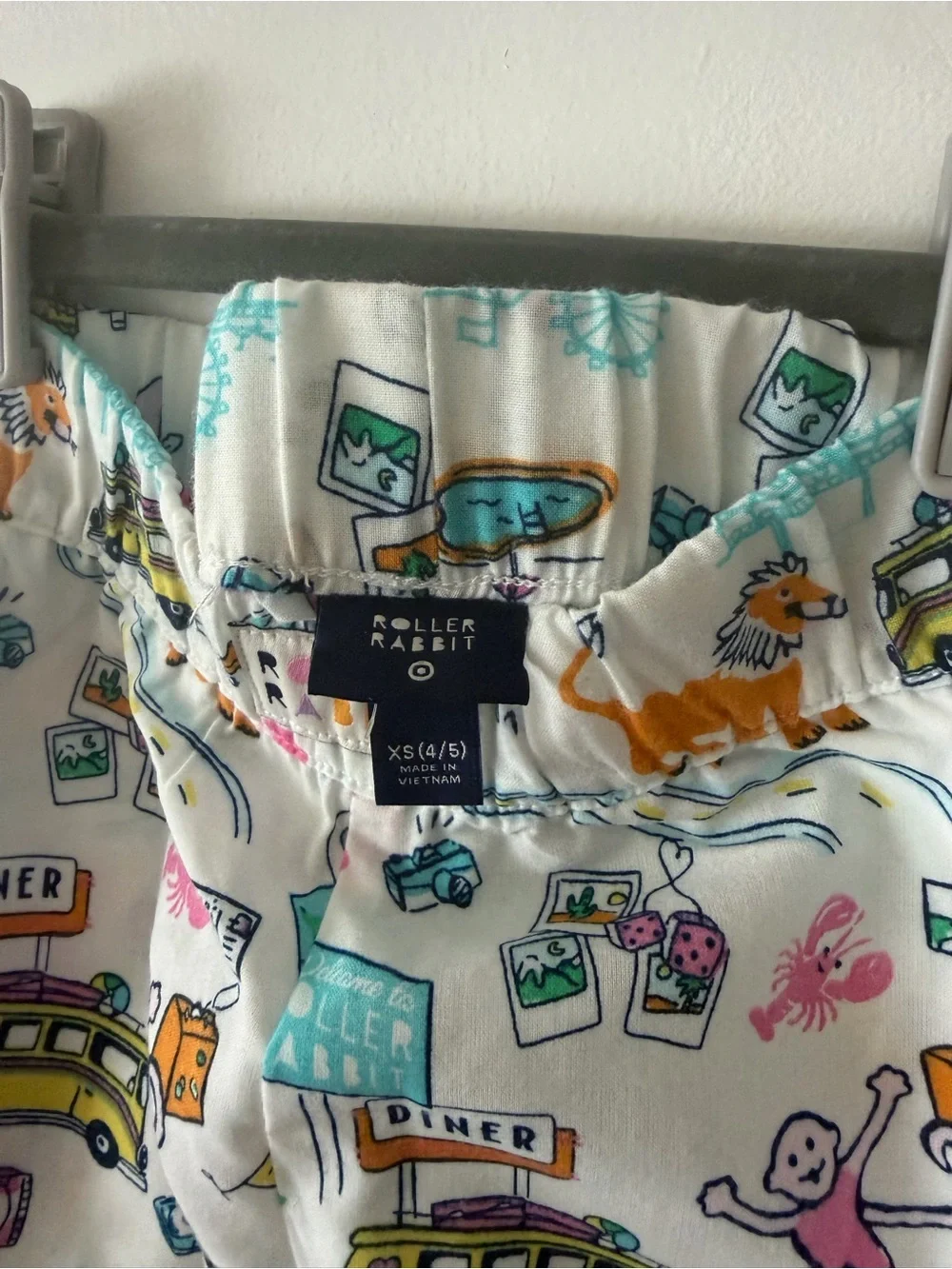 Roller Rabbit X Target White Pajama Pants Multicolor Playful Print NWT XS 4/5